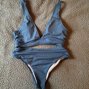 SHEIN Blue Ribbed Bikini Set